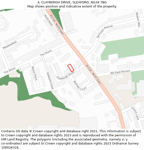 4, CLAYBERGH DRIVE, SLEAFORD, NG34 7BG: Location map and indicative extent of plot