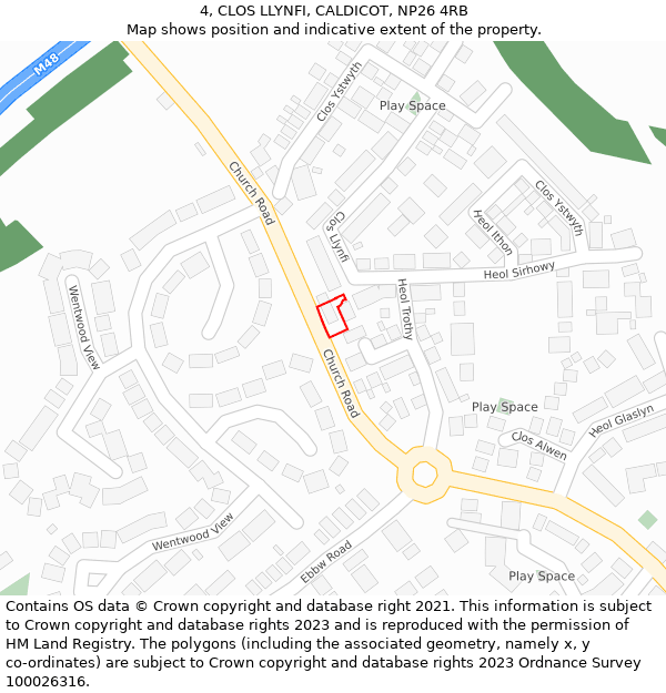 4, CLOS LLYNFI, CALDICOT, NP26 4RB: Location map and indicative extent of plot