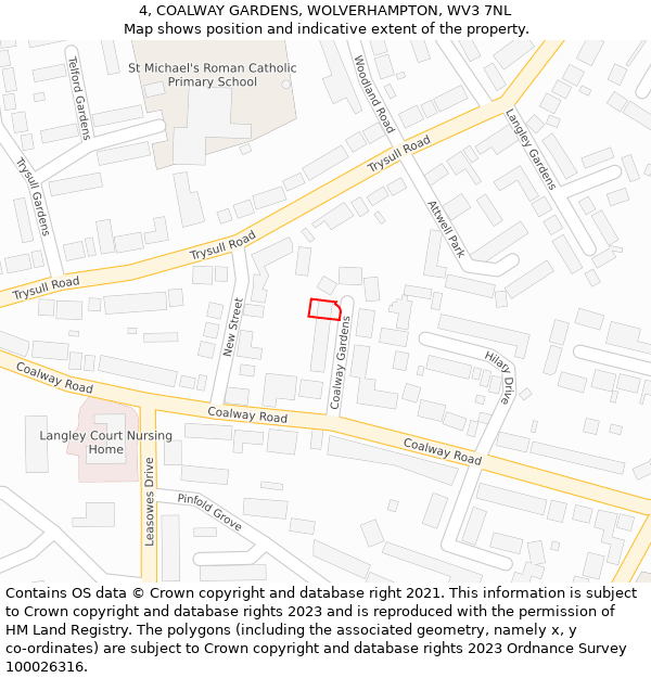 4, COALWAY GARDENS, WOLVERHAMPTON, WV3 7NL: Location map and indicative extent of plot