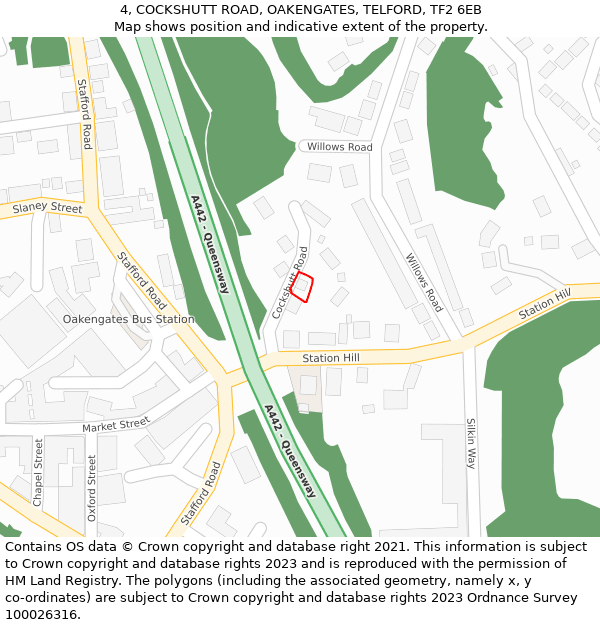 4, COCKSHUTT ROAD, OAKENGATES, TELFORD, TF2 6EB: Location map and indicative extent of plot