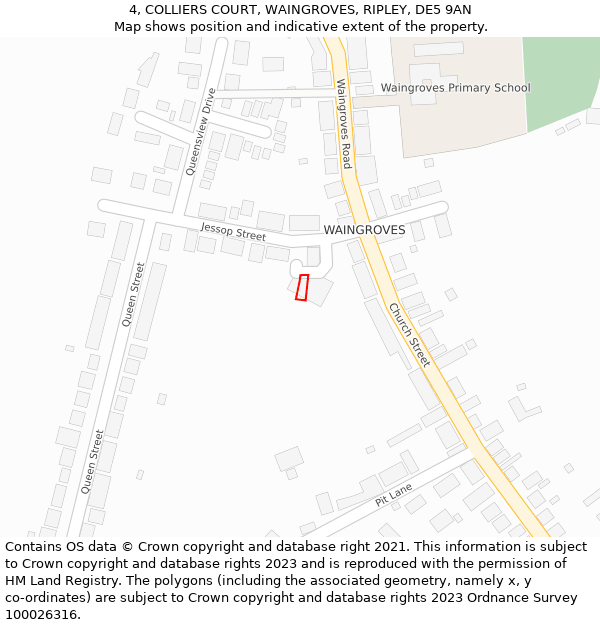 4, COLLIERS COURT, WAINGROVES, RIPLEY, DE5 9AN: Location map and indicative extent of plot