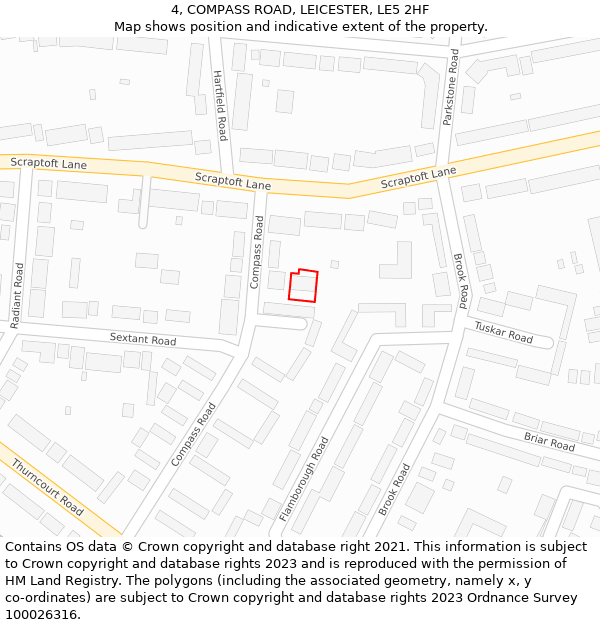 4, COMPASS ROAD, LEICESTER, LE5 2HF: Location map and indicative extent of plot