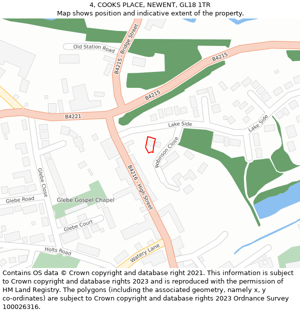 4, COOKS PLACE, NEWENT, GL18 1TR: Location map and indicative extent of plot