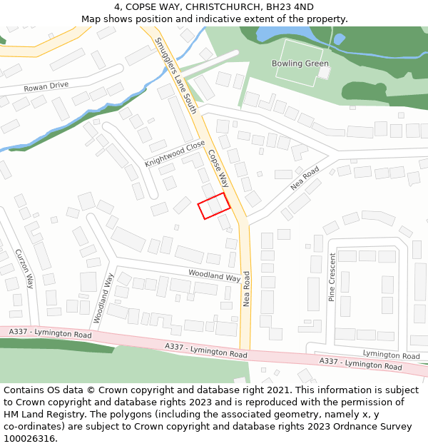 4, COPSE WAY, CHRISTCHURCH, BH23 4ND: Location map and indicative extent of plot