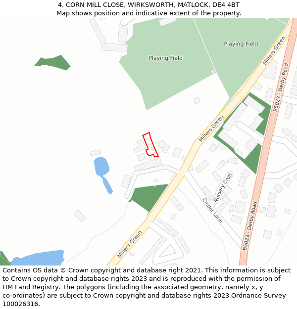 4, CORN MILL CLOSE, WIRKSWORTH, MATLOCK, DE4 4BT: Location map and indicative extent of plot