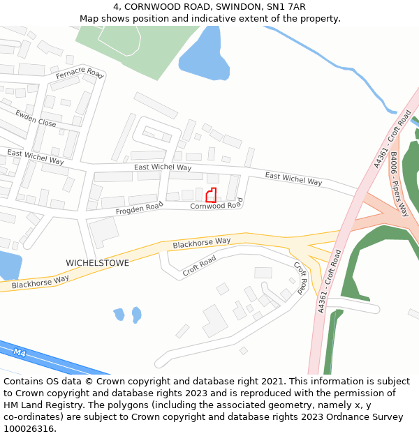 4, CORNWOOD ROAD, SWINDON, SN1 7AR: Location map and indicative extent of plot