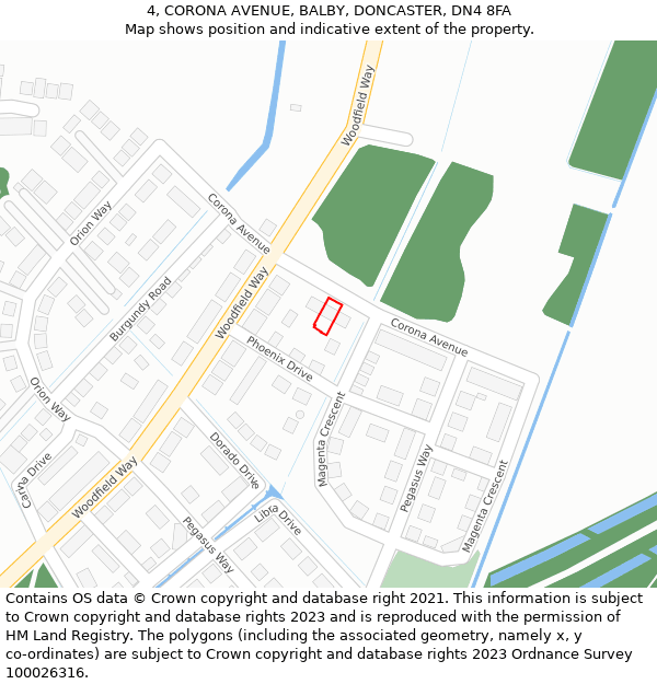 4, CORONA AVENUE, BALBY, DONCASTER, DN4 8FA: Location map and indicative extent of plot