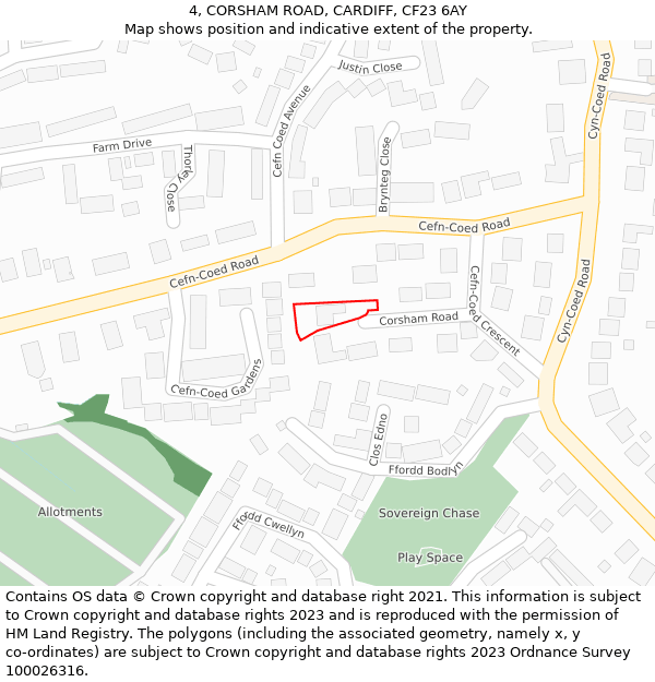 4, CORSHAM ROAD, CARDIFF, CF23 6AY: Location map and indicative extent of plot