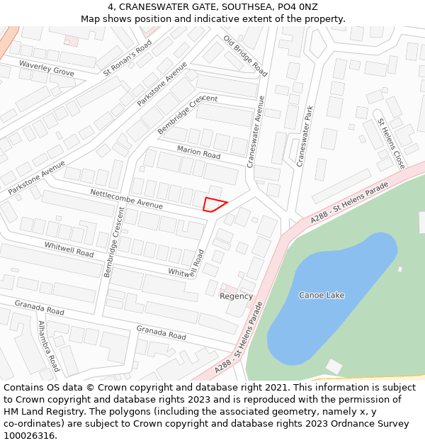 4, CRANESWATER GATE, SOUTHSEA, PO4 0NZ: Location map and indicative extent of plot