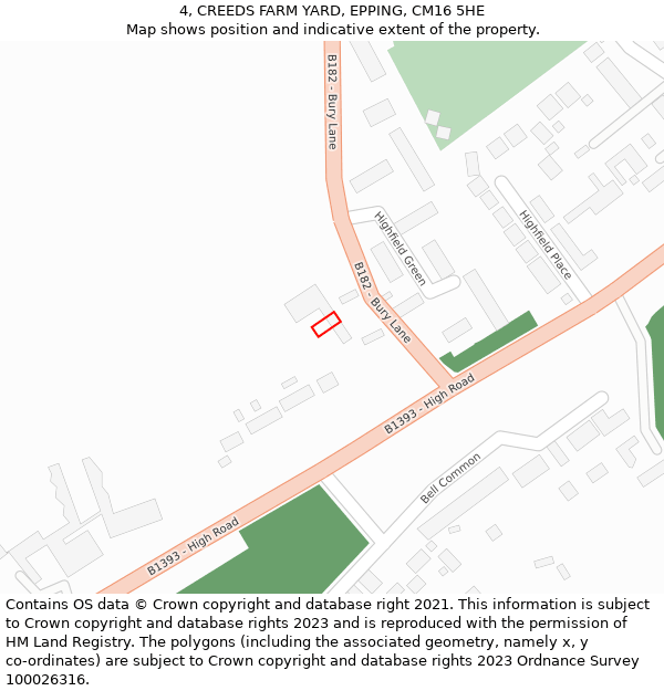 4, CREEDS FARM YARD, EPPING, CM16 5HE: Location map and indicative extent of plot