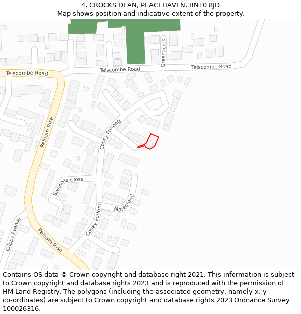 4, CROCKS DEAN, PEACEHAVEN, BN10 8JD: Location map and indicative extent of plot