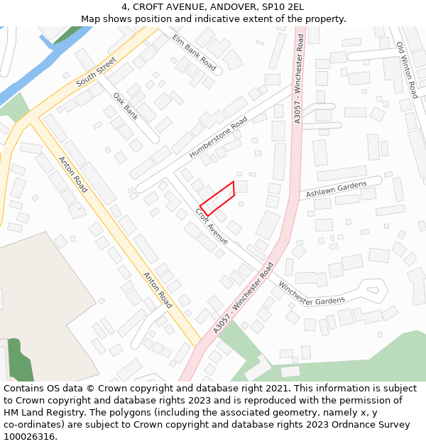 4, CROFT AVENUE, ANDOVER, SP10 2EL: Location map and indicative extent of plot
