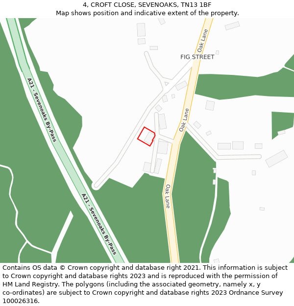 4, CROFT CLOSE, SEVENOAKS, TN13 1BF: Location map and indicative extent of plot