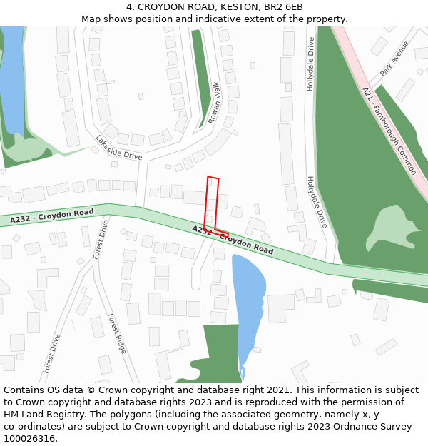 4, CROYDON ROAD, KESTON, BR2 6EB: Location map and indicative extent of plot