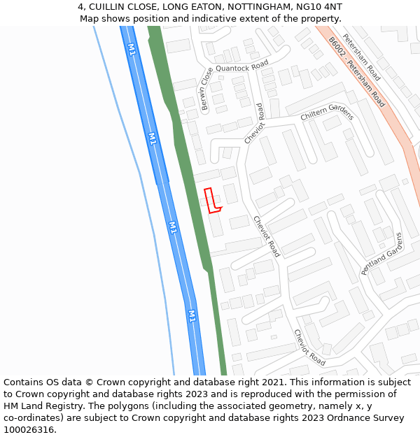 4, CUILLIN CLOSE, LONG EATON, NOTTINGHAM, NG10 4NT: Location map and indicative extent of plot