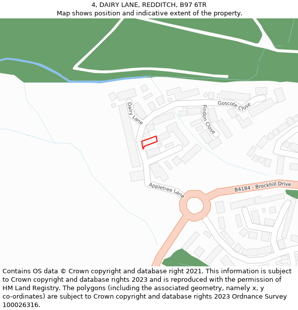 4, DAIRY LANE, REDDITCH, B97 6TR: Location map and indicative extent of plot