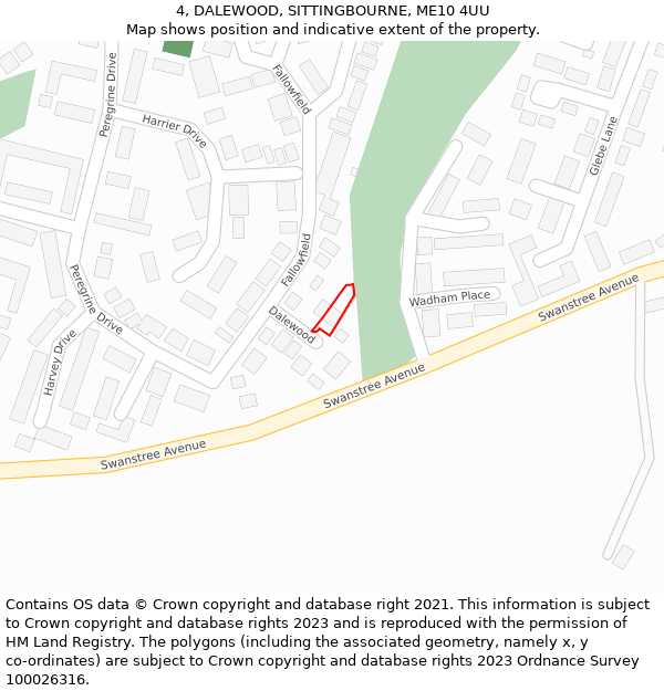 4, DALEWOOD, SITTINGBOURNE, ME10 4UU: Location map and indicative extent of plot