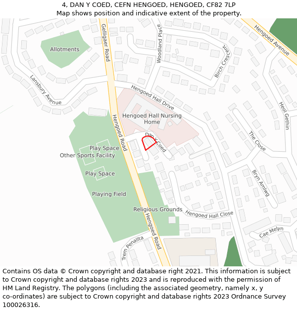 4, DAN Y COED, CEFN HENGOED, HENGOED, CF82 7LP: Location map and indicative extent of plot