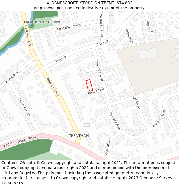 4, DANESCROFT, STOKE-ON-TRENT, ST4 8DF: Location map and indicative extent of plot