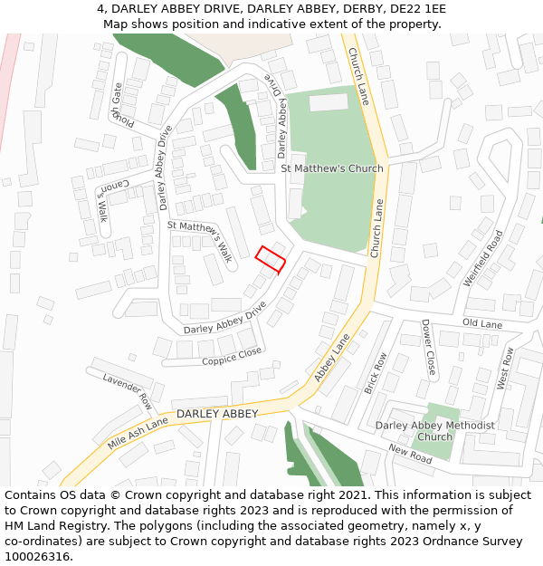 4, DARLEY ABBEY DRIVE, DARLEY ABBEY, DERBY, DE22 1EE: Location map and indicative extent of plot