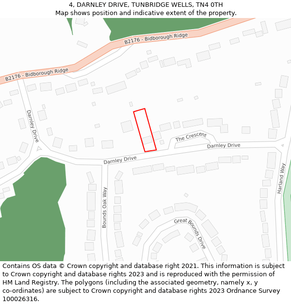 4, DARNLEY DRIVE, TUNBRIDGE WELLS, TN4 0TH: Location map and indicative extent of plot