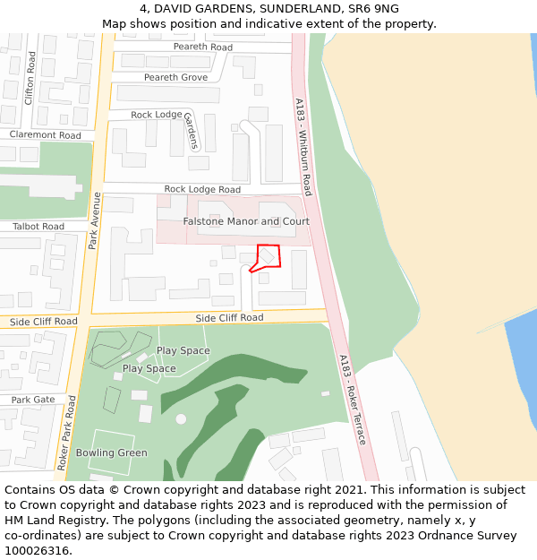 4, DAVID GARDENS, SUNDERLAND, SR6 9NG: Location map and indicative extent of plot