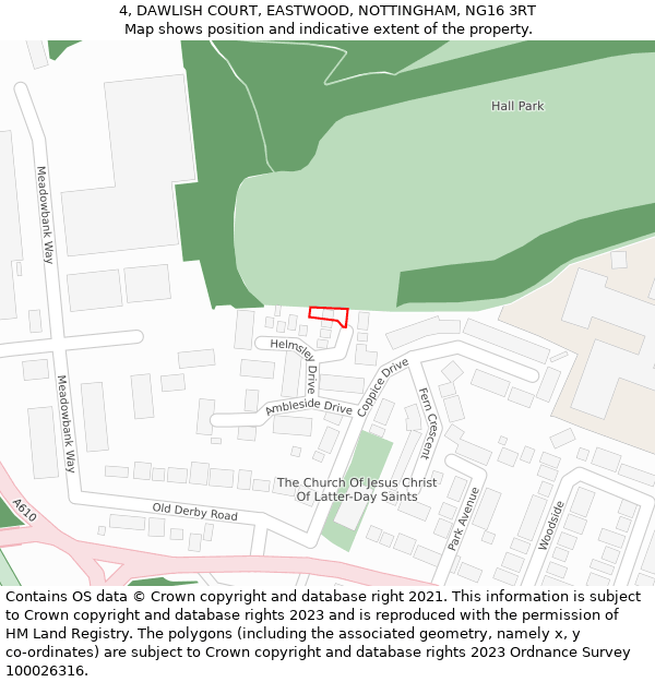 4, DAWLISH COURT, EASTWOOD, NOTTINGHAM, NG16 3RT: Location map and indicative extent of plot