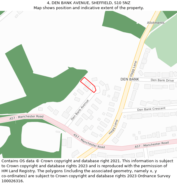 4, DEN BANK AVENUE, SHEFFIELD, S10 5NZ: Location map and indicative extent of plot