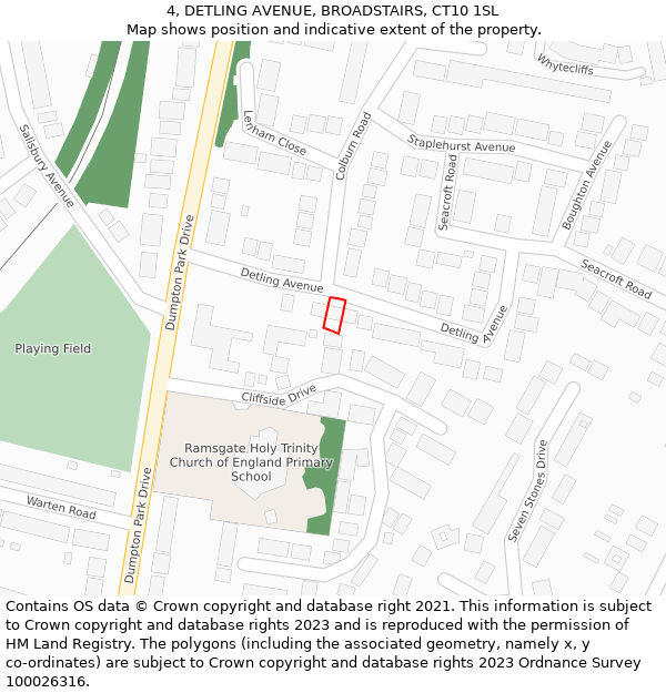 4, DETLING AVENUE, BROADSTAIRS, CT10 1SL: Location map and indicative extent of plot