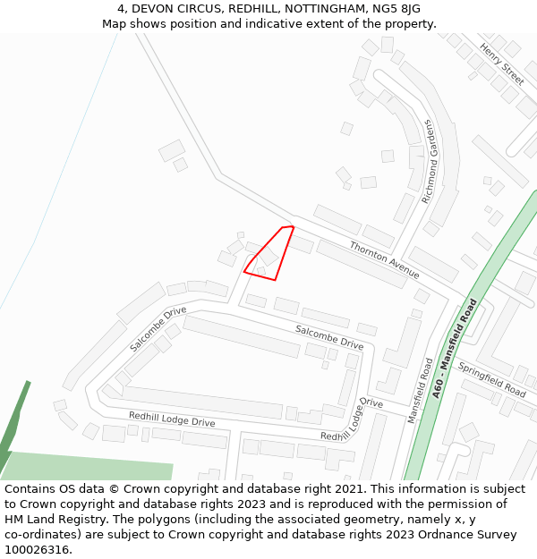 4, DEVON CIRCUS, REDHILL, NOTTINGHAM, NG5 8JG: Location map and indicative extent of plot
