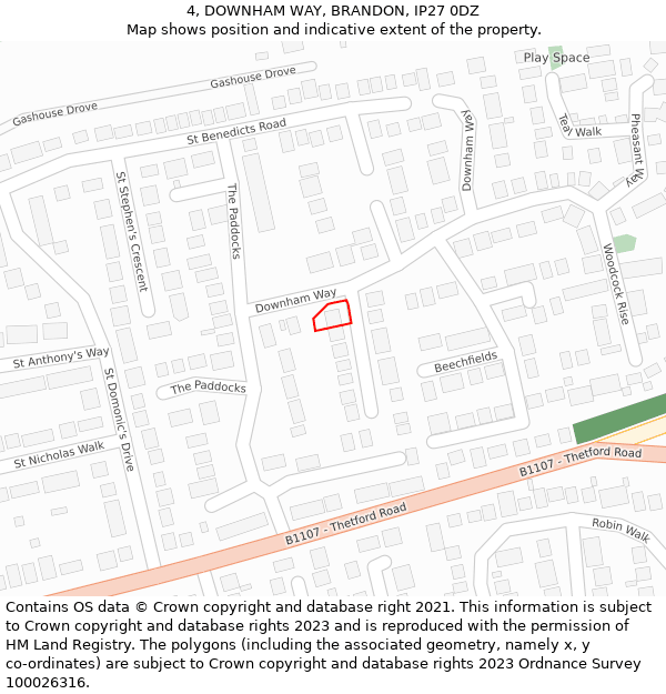 4, DOWNHAM WAY, BRANDON, IP27 0DZ: Location map and indicative extent of plot