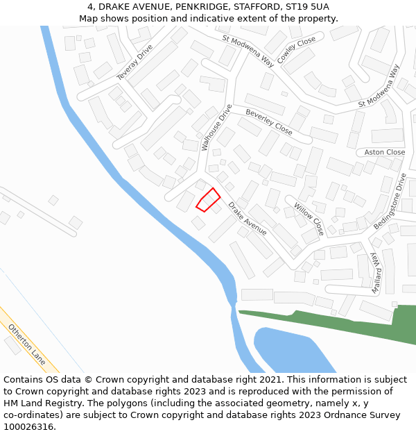 4, DRAKE AVENUE, PENKRIDGE, STAFFORD, ST19 5UA: Location map and indicative extent of plot