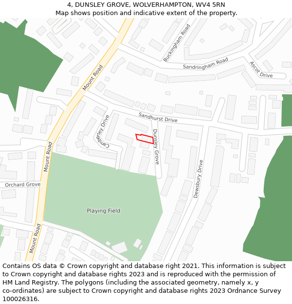 4, DUNSLEY GROVE, WOLVERHAMPTON, WV4 5RN: Location map and indicative extent of plot