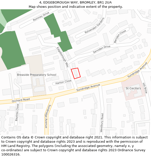 4, EDGEBOROUGH WAY, BROMLEY, BR1 2UA: Location map and indicative extent of plot