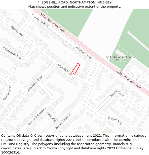 4, EDGEHILL ROAD, NORTHAMPTON, NN5 6BY: Location map and indicative extent of plot