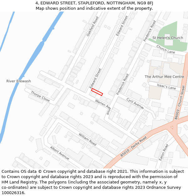 4, EDWARD STREET, STAPLEFORD, NOTTINGHAM, NG9 8FJ: Location map and indicative extent of plot