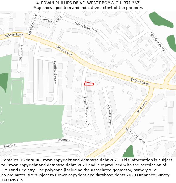 4, EDWIN PHILLIPS DRIVE, WEST BROMWICH, B71 2AZ: Location map and indicative extent of plot