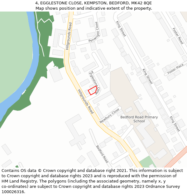 4, EGGLESTONE CLOSE, KEMPSTON, BEDFORD, MK42 8QE: Location map and indicative extent of plot