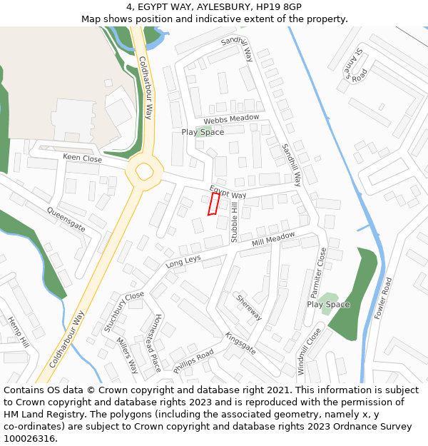 4, EGYPT WAY, AYLESBURY, HP19 8GP: Location map and indicative extent of plot