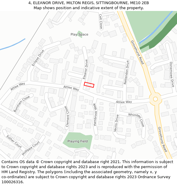 4, ELEANOR DRIVE, MILTON REGIS, SITTINGBOURNE, ME10 2EB: Location map and indicative extent of plot