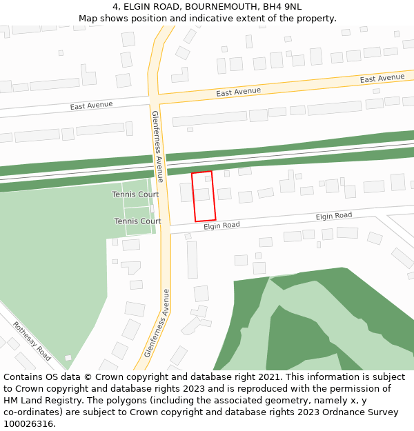 4, ELGIN ROAD, BOURNEMOUTH, BH4 9NL: Location map and indicative extent of plot