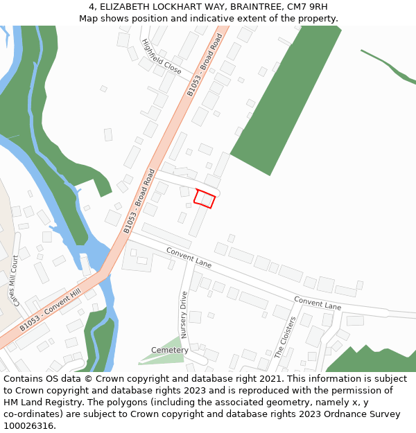 4, ELIZABETH LOCKHART WAY, BRAINTREE, CM7 9RH: Location map and indicative extent of plot
