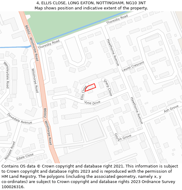 4, ELLIS CLOSE, LONG EATON, NOTTINGHAM, NG10 3NT: Location map and indicative extent of plot