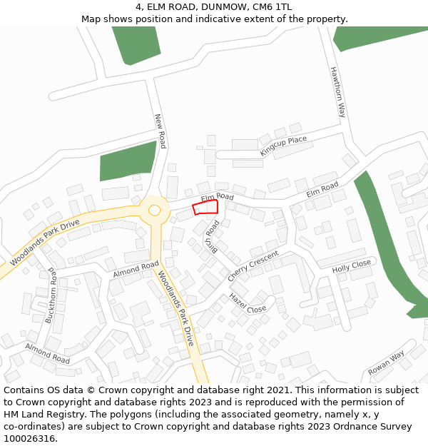 4, ELM ROAD, DUNMOW, CM6 1TL: Location map and indicative extent of plot