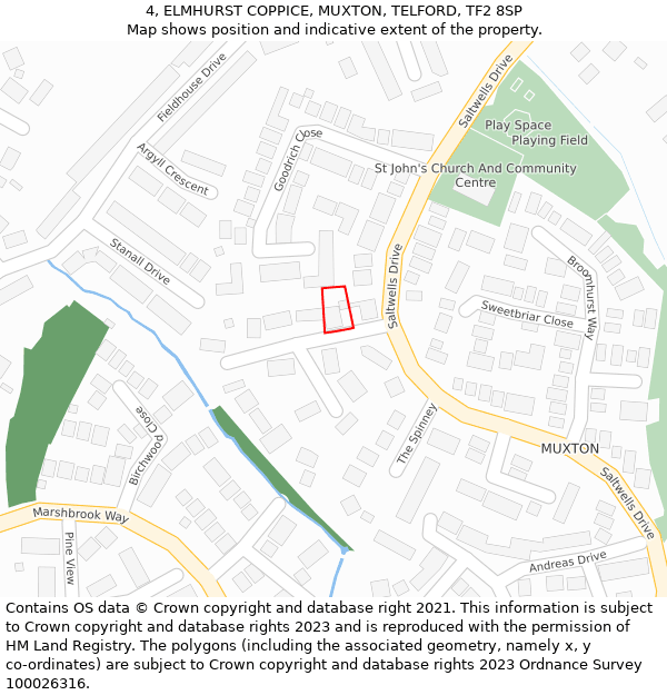 4, ELMHURST COPPICE, MUXTON, TELFORD, TF2 8SP: Location map and indicative extent of plot