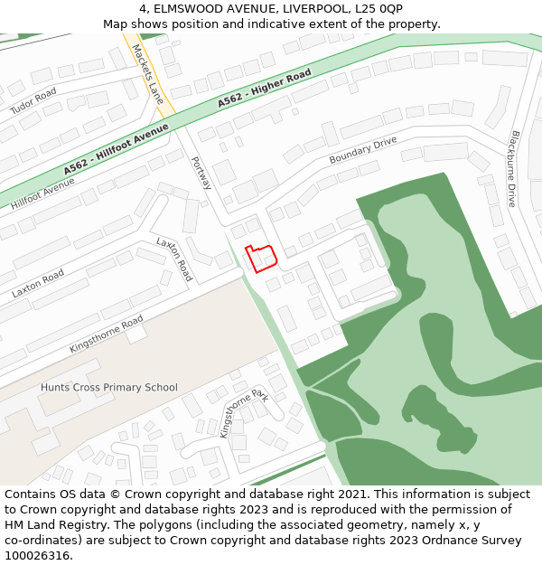 4, ELMSWOOD AVENUE, LIVERPOOL, L25 0QP: Location map and indicative extent of plot