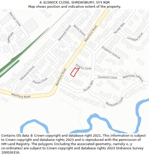 4, ELSWICK CLOSE, SHREWSBURY, SY3 9QR: Location map and indicative extent of plot