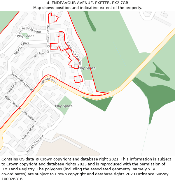 4, ENDEAVOUR AVENUE, EXETER, EX2 7GR: Location map and indicative extent of plot