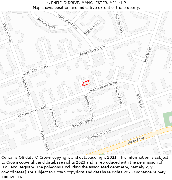 4, ENFIELD DRIVE, MANCHESTER, M11 4HP: Location map and indicative extent of plot