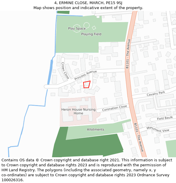 4, ERMINE CLOSE, MARCH, PE15 9SJ: Location map and indicative extent of plot